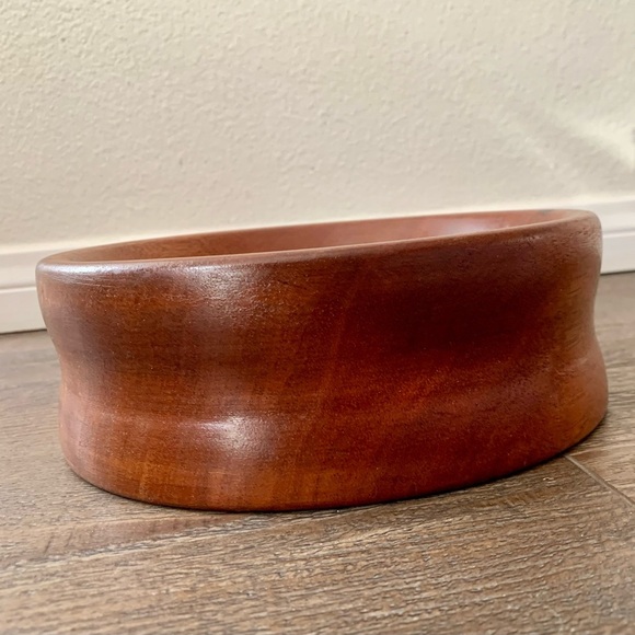 Mid century hand turned teak serving bowl - Picture 8 of 9